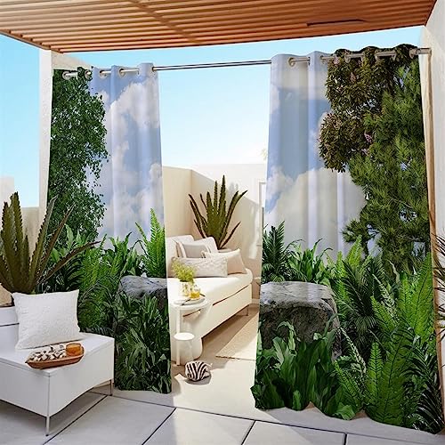 BESTORI Outdoor Vorhänge, Wasserdicht Verdunkelungsvorhang Blickdicht Sichtschutz Sonnenschutz Vorhang mit Ösen für Pavilion Balkon Garten Patio, 1 Stück, Stil 10, 264x160cm von BESTORI