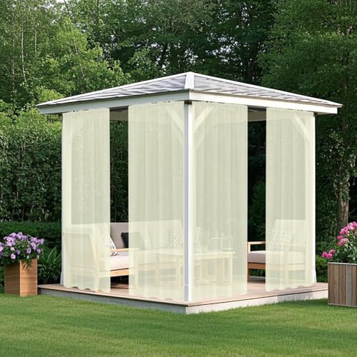 BESTORI Outdoor Vorhang Wasserdicht 2er Set Transparent Sonnenschutz Winddicht Outdoorvorhänge für Terrasse Balkon Pergola Pavillon Gelb, H213 x B132cm von BESTORI