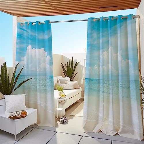 BESTORI Outdoor Vorhang Wetterfest, Blickdicht Wasserdicht 3D Outdoor Gardine mit Ösen, Sichtschutz Sonnenschutz Vorhang für Balkon Terrasse Veranda, 2 Stück, Stil 2, 264x213cm von BESTORI