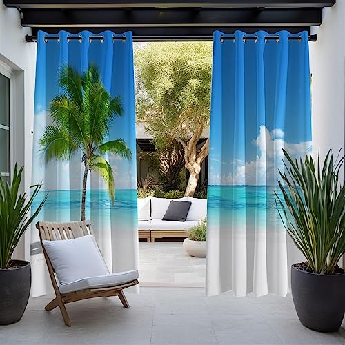 BESTORI Outdoor Vorhang Wetterfest, Wasserdicht Sichtschutz 3D Outdoor Gardine mit Ösen Blickdicht UVschutz Sonnenschutz Vorhang für Balkon Garten Patio, 1 Stück, 264x183cm von BESTORI