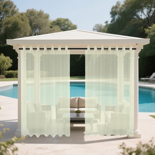 BESTORI Outdoor Vorhang Wetterfest Mit Ösen Wasserdicht Windschutz Transparent Vorhang für Garten Balkon Pavillon Terrasse 2er Set Gelb, H213 x B254cm von BESTORI