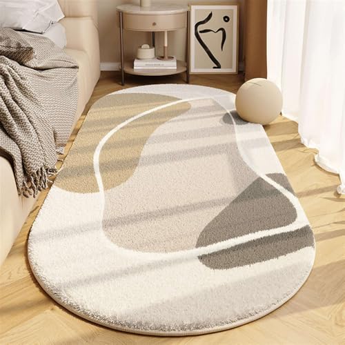 BESTORI Oval Moderner Teppich für Wohnzimmer Schlafzimmer Weich Shaggy Anti-Rutsch Vorleger rutschfest Matte Läufer Waschbar Teppich Küchenteppich, Stil 7, 60x120cm von BESTORI