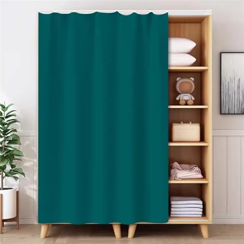 BESTORI Schrankvorhänge für Küche Selbstklebend Waschbar Staubdichter Vorhang Privatsphäre Gardine für Kleiderschrank, Regale, Badezimmer, Grün 03, 100cm x 200cm von BESTORI
