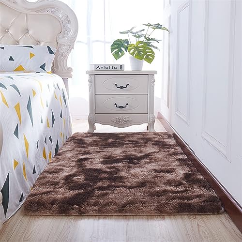 BESTORI Shaggy Hochflor Teppich Weich Langflor Modern Teppiche Flauschige Bunte Batik-Teppiche für Wohnzimmer Schlafzimmer Esszimmer Braun, 60 x 90 cm von BESTORI