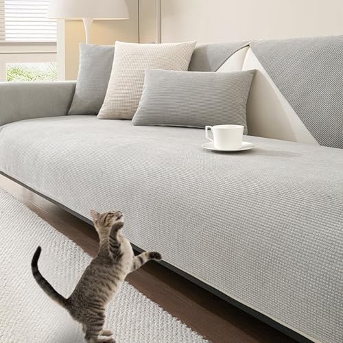 BESTORI Sofabezug Rutschfester 2/3/4 Sitzer Sofa Hautfreundlich überwurfdecke Sofaschoner Weiche Husse Überzug Sofaüberwurf Couchhusse Für Katze Hunde, Hellgrau, 70 x 150cm von BESTORI