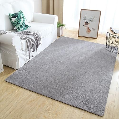 BESTORI Teppich Kurzflor Weicher Designer Uni Teppiche Waschbarer Weiche Teppiche rutschfest Flauschig für Wohnzimmer Schlafzimmer Esszimmer Grau, 40 x 120 cm von BESTORI