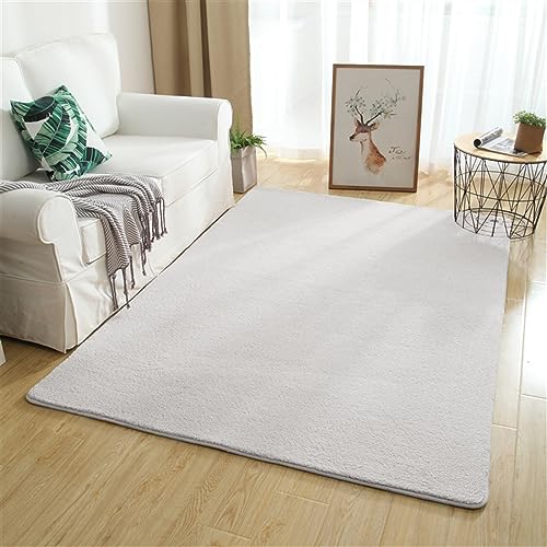 BESTORI Teppich Kurzflor Weicher Designer Uni Teppiche Waschbarer Weiche Teppiche rutschfest Flauschig für Wohnzimmer Schlafzimmer Esszimmer Weiss, 160 x 300 cm von BESTORI