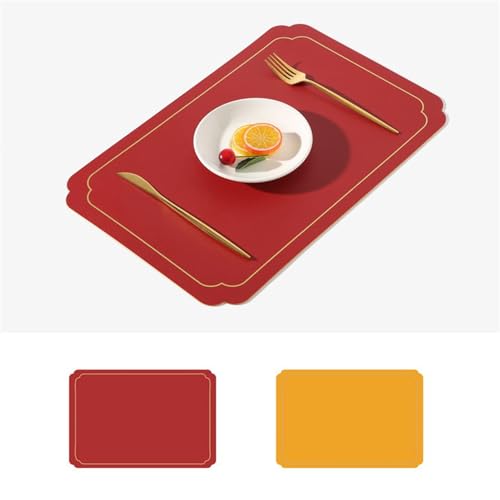 BESTORI Tischset Abwischbar Hitzebeständig Platzdeckchen, 6er Set Platzsets abwaschbar rutschfeste für Esstisch Restaurant Tischunterlage Platz-Matten Rot, 30x45cm von BESTORI