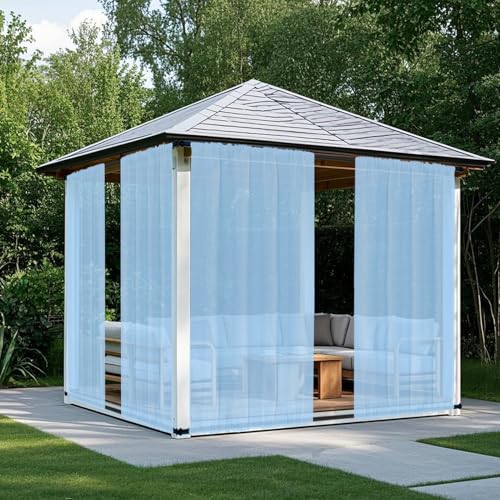BESTORI Transparent Outdoor Vorhang Wasserdicht Winddicht Wasserdicht Tüllvorhang für Gardinen Terrasse Balkon Pergola Pavillon 2er SetBlau, H274 x B254cm BESTORI Transparent Outdoor Vorhang Wasserdicht Winddicht Wasserdicht Tüllvorhang für Gardinen Terrasse Balkon Pergola Pavillon 2er SetBlau, H274 x B254cm von BESTORI