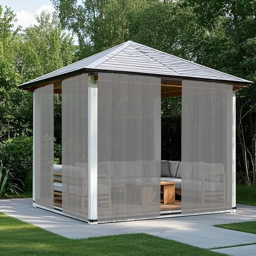 BESTORI Transparent Outdoor Vorhang Wasserdicht Winddicht Wasserdicht Tüllvorhang für Gardinen Terrasse Balkon Pergola Pavillon 2er SetGrau, H213 x B132cm BESTORI Transparent Outdoor Vorhang Wasserdicht Winddicht Wasserdicht Tüllvorhang für Gardinen Terrasse Balkon Pergola Pavillon 2er SetGrau, H213 x B132cm von BESTORI