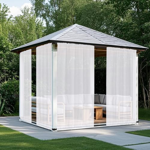 BESTORI Transparent Outdoor Vorhang Wasserdicht Winddicht Wasserdicht Tüllvorhang für Gardinen Terrasse Balkon Pergola Pavillon 2er SetWeiß, H213 x B254cm BESTORI Transparent Outdoor Vorhang Wasserdicht Winddicht Wasserdicht Tüllvorhang für Gardinen Terrasse Balkon Pergola Pavillon 2er SetWeiß, H213 x B254cm von BESTORI
