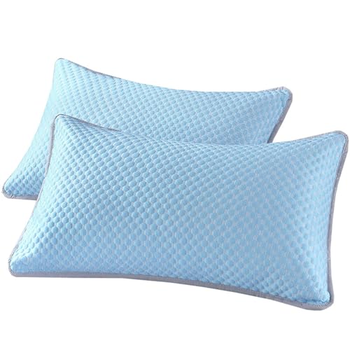 BESTORI kühlender Kissenbezug 2er Set Weiche Atmungsaktiv 48 x 74 cm Haare/Haut schonende Kissenhülle Abkühlung Sommer für seitenschläferkissen, Dunkelblau von BESTORI