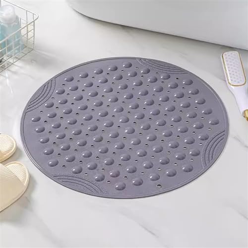 BESTORI rutschfest Badezimmermatte Rund Duschmatte Duschwanneneinlage mit Saugnäpfe Waschbar Weich zu den Füßen Komfortabel für Badezimmer, Grau, 55x55 cm von BESTORI