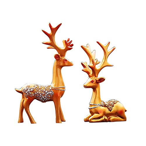 BESTOYARD 1 Paar Kleine Rentier Figur Hirsch Elch Figur mit Bonsai Weihnachten Deko Figuren Miniatur Ornament Auto Dekofigur Tierfigur Weihnachtsfigur Tischdeko Weihnachtsschmuck von BESTOYARD