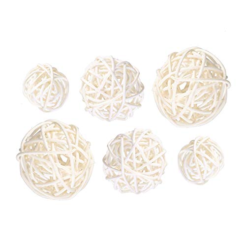 BESTOYARD 15 stücke Wicker Rattan Ball Hochzeit Weihnachtsfeier Hängende Dekoration Kindergarten Mobiles 3 cm 4 cm 5 cm (Weiß) von BESTOYARD