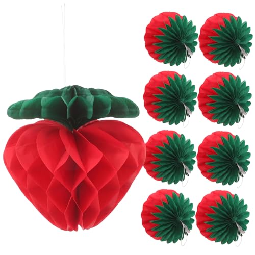 BESTOYARD 2 Sätze Erdbeer Honeycomb Ball Dekorationen Papier Erdbeeranhänger Für Geburtstagsfeiern Hochzeiten Und Shower Dekorationen 10 Stück * 2 von BESTOYARD