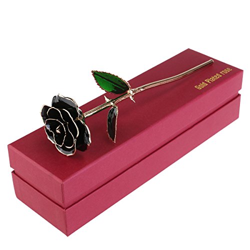 BESTOYARD 24K Gold Rose Blume Geschenk für Valentinstag Geburtstag Muttertag mit Geschenkbox (schwarz) von BESTOYARD