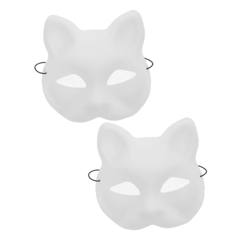 BESTOYARD 2stücke Unbemalte Katzenmaske Aus PVC DIY Graffiti Maske Für Karneval Maskerade Und Halloween Leere Kunststoffmaske Zum Bemalen Und Gestalten von BESTOYARD