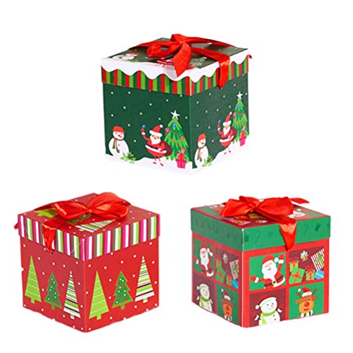 BESTOYARD 3 stücke Weihnachtsgeschenkbox Platz Papier Süßigkeitskästen Niedlichen Cartoon Weihnachtsdekorationen für Zuhause Shop (Kleine Größe) von BESTOYARD