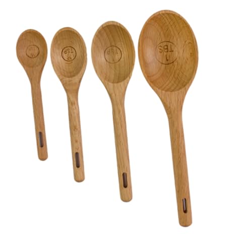 BESTOYARD 4 Stück Messlöffel Set Teilig aus Buchenholz Robuste Back und Küchenhelfer mit Doppelter Abnehmbar Präzise Messlöffel für Kaffee Milchpulver Honig und Trockene Sowie Flüssige von BESTOYARD