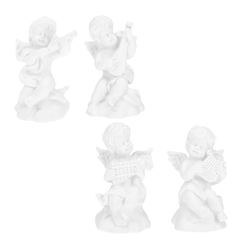 BESTOYARD 4 Stück Teiliges Set Kleine Resin Engelsfiguren Niedliche Desktop Dekoration mit Detailliertem Design Stabile Harzskulpturen für Büro und Wohnraumgestaltung von BESTOYARD