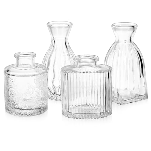 BESTOYARD 4stücke Teiliges Vintage Glass Vasen Mini Blumenvase Für Tischdekoration Durchsichtige Glasvasen Für Elegante Anlässe Deko Für Wohnzimmer Und Hochzeiten von BESTOYARD