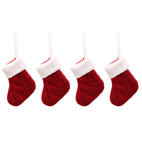 4 stücke Weihnachtsbaum Ornamente Dekorationen Weihnachten Besteck Taschen Löffel Socken Geschirr Besteck Halter Stricken Weihnachtsstrümpfe von BESTOYARD