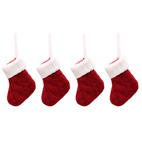 BESTOYARD 4 stücke Weihnachtsbaum Ornamente Dekorationen Weihnachten Besteck Taschen Gabel Löffel Socken Geschirr Besteck Halter Stricken Weihnachtsstrümpfe von BESTOYARD