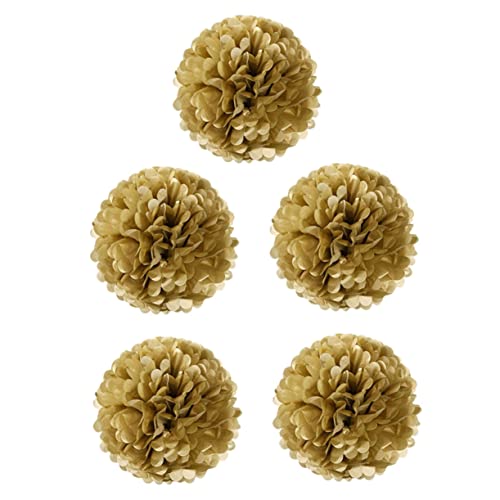 BESTOYARD 5stücke Goldene Seidenpapier Pom Pom Blumen Balls Hochzeits Partydeko Leicht Handgefertigt Für Feierlichkeiten Geburtstag Und Home Dekoration von BESTOYARD