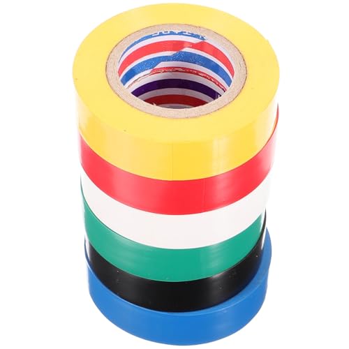 BESTOYARD 6 Rollen Isolierband PVC Farbig Selbstklebend Hitzebeständig Elektrisch Isolierend für Kabelbündelung und Elektrische Ausrüstung Farben Kompakt Leicht Tragbar von BESTOYARD