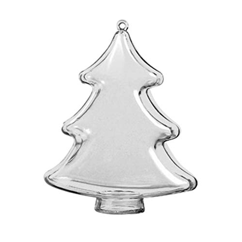 BESTOYARD Acrylkugeln Weihnachtsbaum Design Teilbar Befüllbar Weihnachtskugeln Dekokugel mit Aufhängeöse Weihnachten Deko 10cm 5 Stück (Transparent) von BESTOYARD