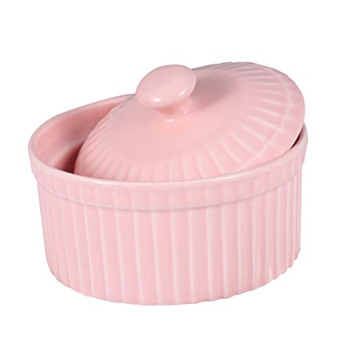 BESTOYARD Dessertschale Schüssel klein Puddingbecher Mini-Dessertbecher mit Deckel Puddingformen Creme pudding schalen suppenschalen keramikschale nachtischschalen schicke Suppentassen Rosa von BESTOYARD