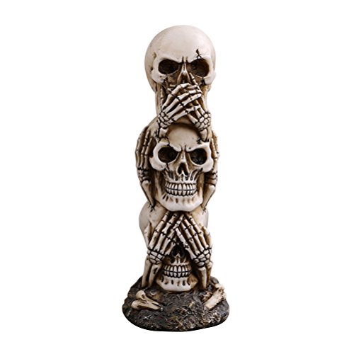 BESTOYARD Hören-kein See-Nein sprechen-Keine böse Schädel Statue Skulptur Figur Skelett gestapelt Schädel für Halloween Dekoration Skull Collection von BESTOYARD