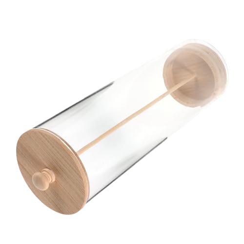 BESTOYARD Holz Strohhalm Organizer mit Deckel Mehrzweck Aufbewahrung für Strohhalme Besteck und Bürobedarf Transparenter Halter für Theke von BESTOYARD