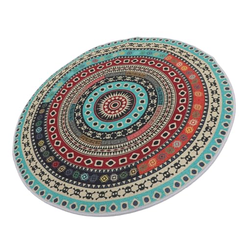 BESTOYARD Runder Teppich im böhmischen Ethno-Stil drinnen kreisförmig waschbar groß Teppich für Eingang eingangsteppich einzigartiger Heimteppich Klassenzimmerteppich Boho Polyester von BESTOYARD