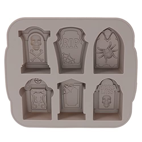 BESTOYARD Silikon Ice Cube Tabletts Halloween Rip Grabstein Form für Kuchen Dekoration Cupcake Topper Dekorieren, Project (Grau) von BESTOYARD