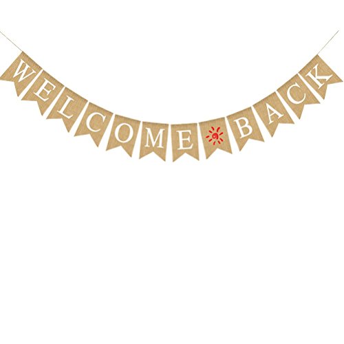 BESTOYARD WELCOME BACK Bunting Banner dekorative Sackleinen Banner für Party Festival Feier, zurück zu Schule Dekoration, Familie Aktivitäten Banner von BESTOYARD