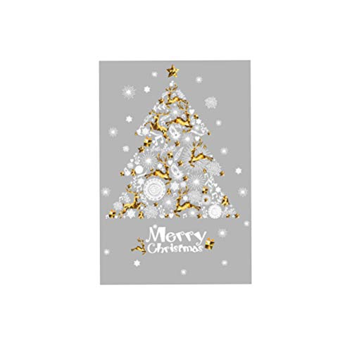 BESTOYARD Weihnachten Fensterbild Weihanchtsbaum Golden Rentier Merry Christmas Selbstklebend Statisch Haftende PVC-Sticker Weihnachtsdeko 60x90cm von BESTOYARD