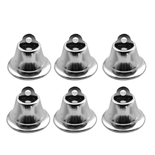 BESTOYARD Weihnachten Glocken Metall Jingle Bells Tiny Glocken für DIY Handwerk Basteln Weihnachtsbaum Deko 2,1 cm 50 Stück (Silber) von BESTOYARD