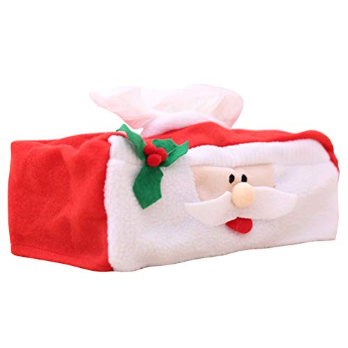 BESTOYARD Weihnachten Tissue Box Viereck Stoff Weihnachtsmann Design Kosmetiktücherbox Taschentuchspender Weihnachtsdeko 2 Stück von BESTOYARD