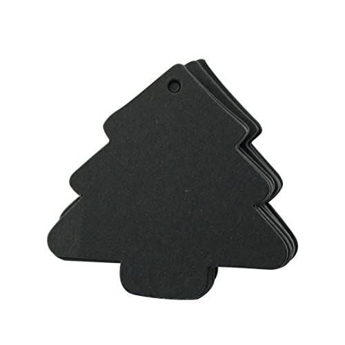 BESTOYARD Weihnachtsbaum Kraftpapier Etiketten Weihnachten Geschenkanhänger Tannenbaum Deko 100 Stück (Schwarz) von BESTOYARD