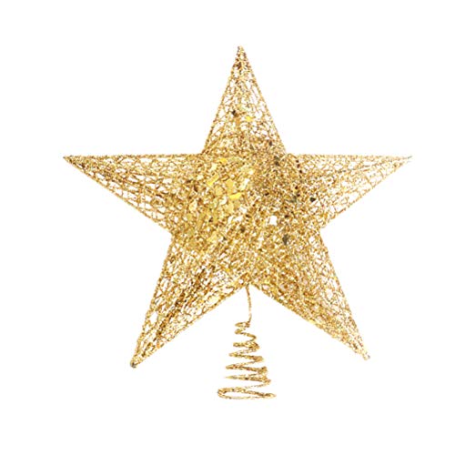 BESTOYARD Weihnachtsbaum Spitze Glitter Eisen Weihnachtsbaum Stern Weihnachtsbaum Schmuck Weihnachten Deko 12cm (Golden) von BESTOYARD