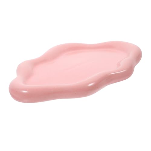 BESTOYARD Wolkentablett Schmuck Kammerdiener klein tablett Halter dekoratives Tablett Schlafzimmer Ohrringschale dekorative Ringschale Lippenstift Platte Keramik Rosa von BESTOYARD