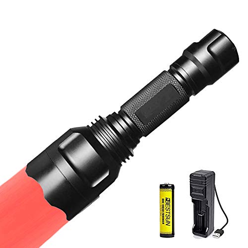 LED Taschenlampe Rotlicht, Jagdtaschenlampe mit Rotlicht Zoombar für Jagd Nachtsicht und Astronomie (Stil B.) von BESTSUN