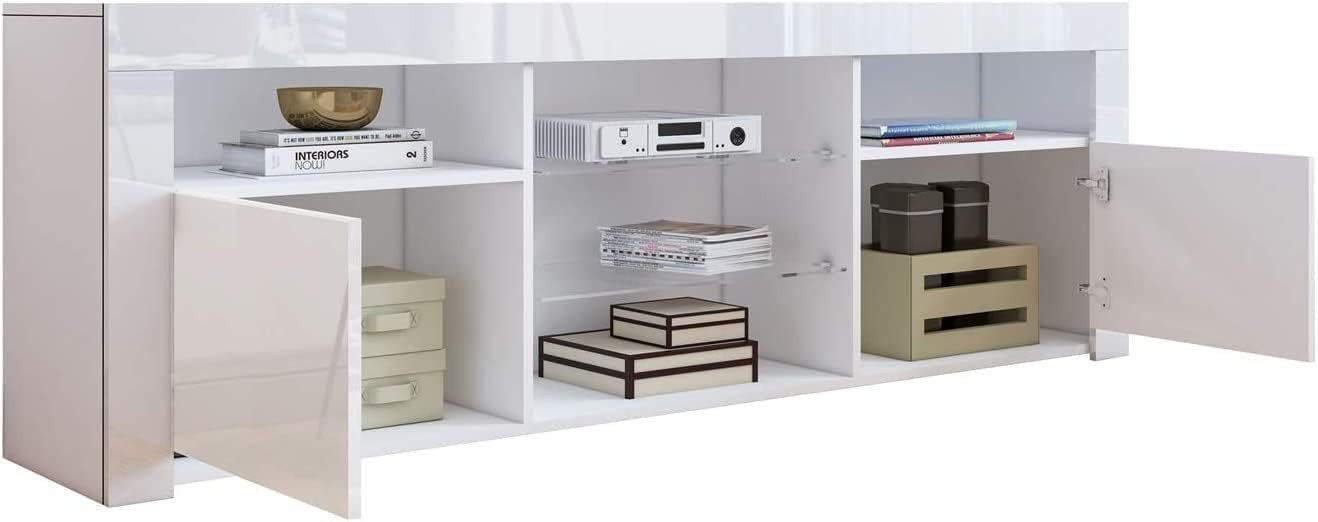 BESTWANTED TV-Schrank 4 Schubladen und optionaler LED-Beleuchtung mit Hochglanzoberfläche (1-St) 60 x 95 x 31 cm von BESTWANTED