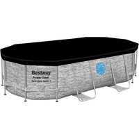 56714 Power Steel Pool Swim Vista Oval Set Steinwand-Optik 427x250x100cm - Bestway von Bestway