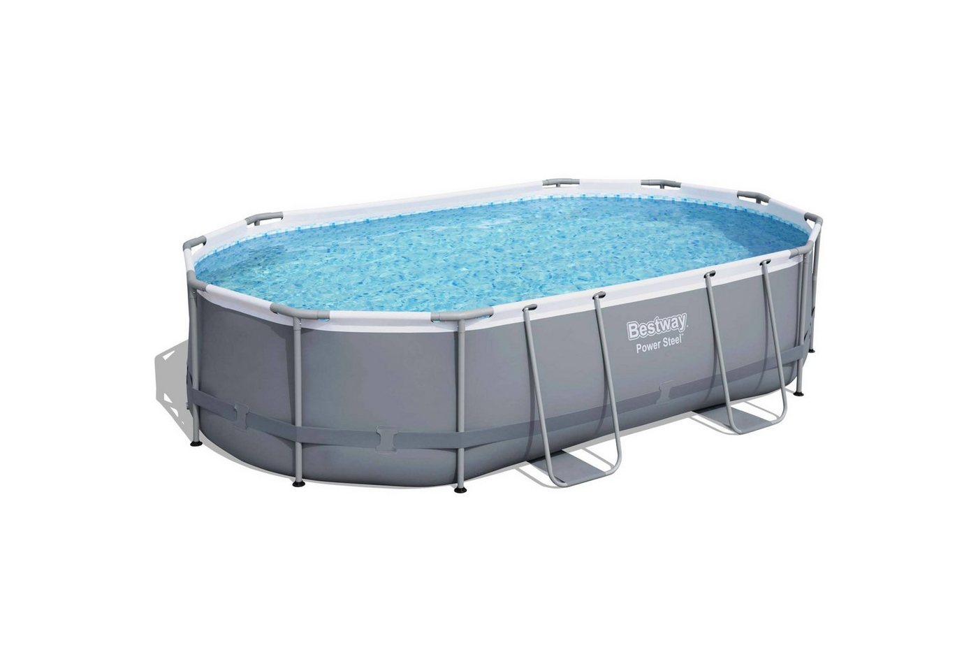 BESTWAY Framepool Bestway Power Steel Oval Frame Pool Set 488 x 305 (Komplett-Set), Sicherheitsleiter von BESTWAY