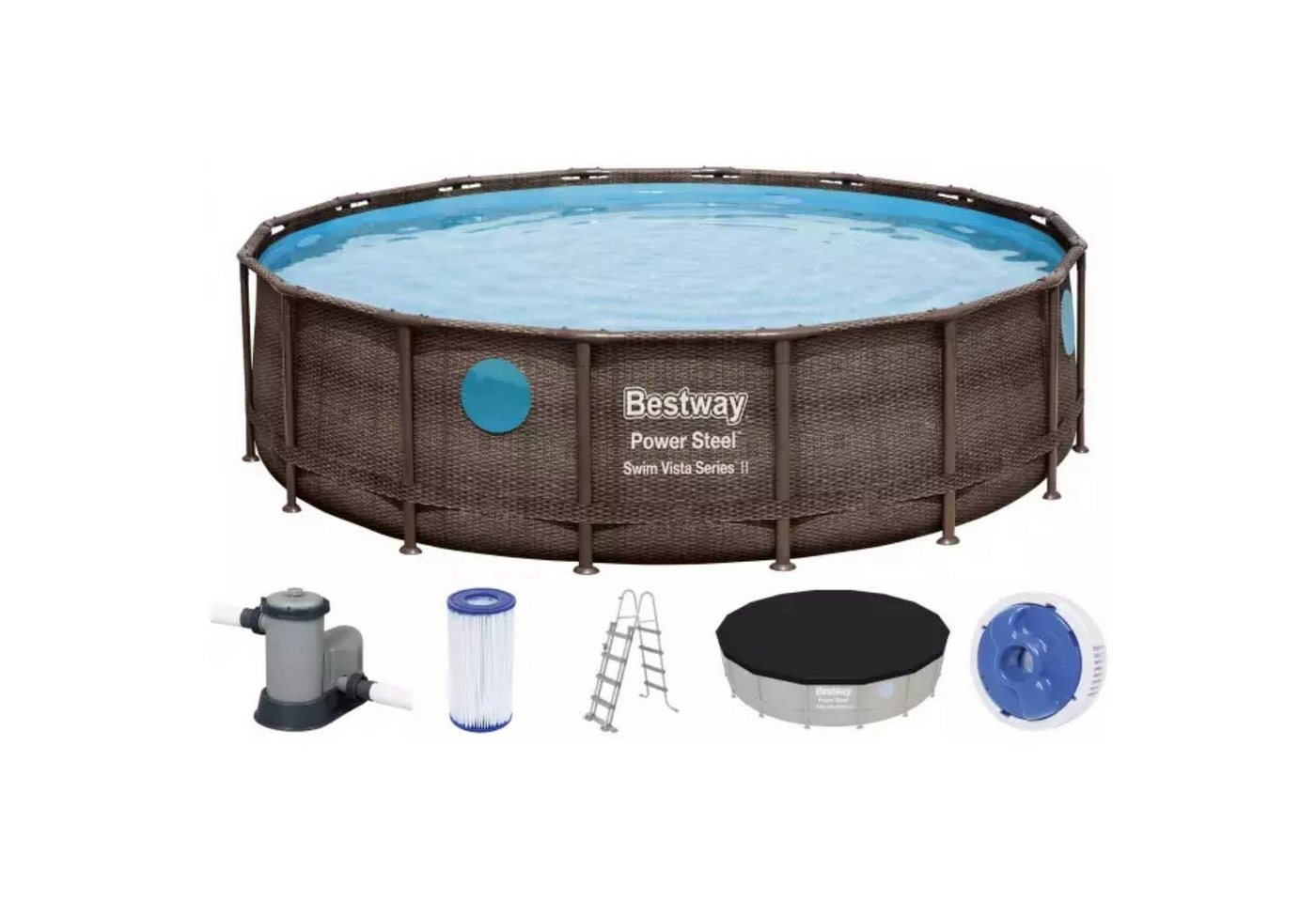 BESTWAY Framepool Bestway Power Steel Swim Vista Series Frame Pool K (Komplett-Set), Sicherheitsleiter von BESTWAY