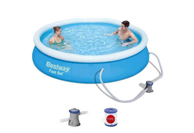 BESTWAY Pool 57274 Fast Set Pool Swimmingpool Rund + Filterpumpe Filter 366x76cm von BESTWAY