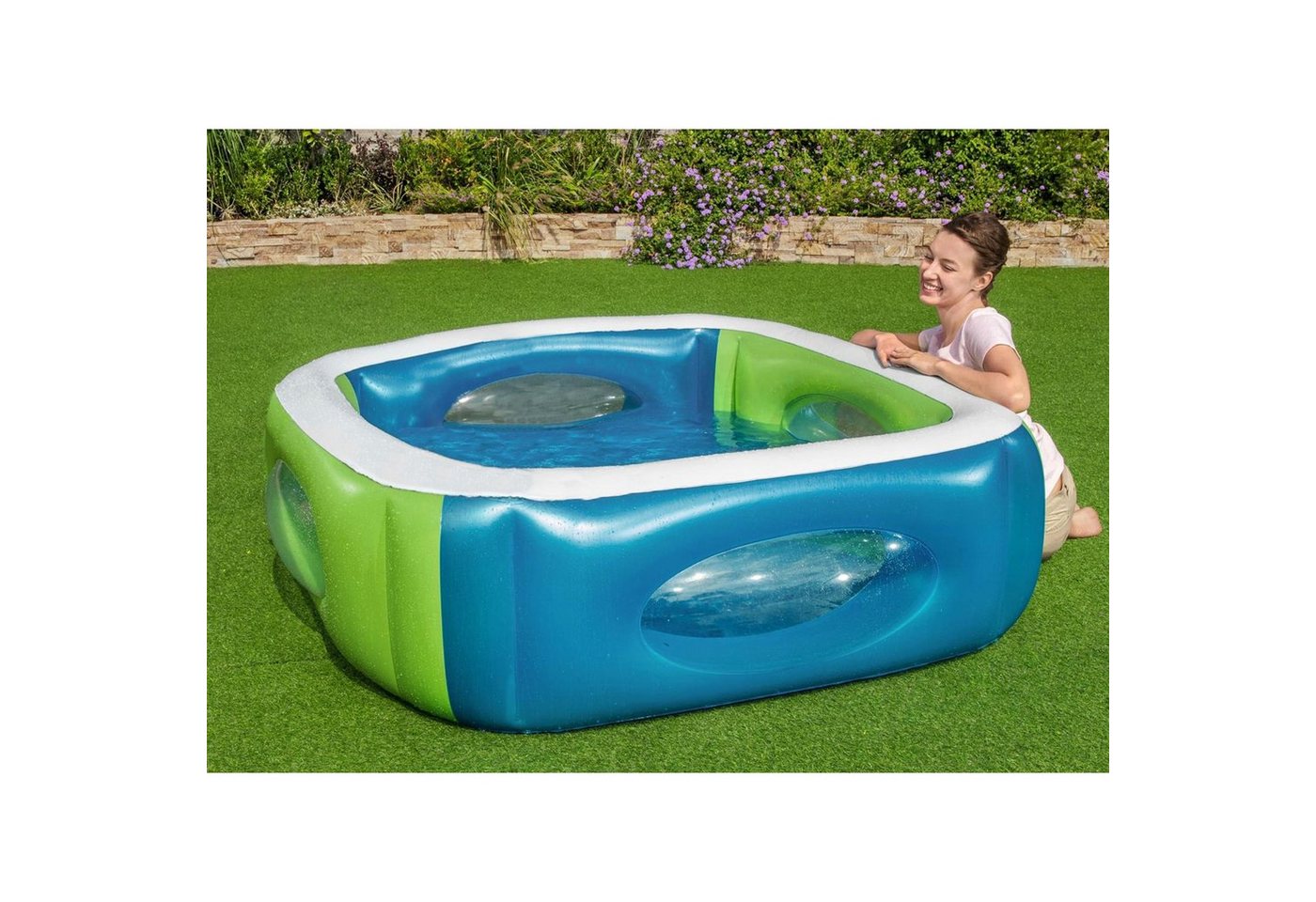 BESTWAY Pool Kinder Pool mit Fenster Swimmingpool Planschbecken 168x168x56cm (51132) von BESTWAY